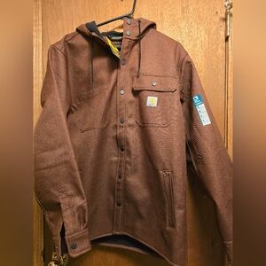 Carhartt Men's Rain Defender Relexed Fit Chestnut Shirt Jacket-fleece Lined